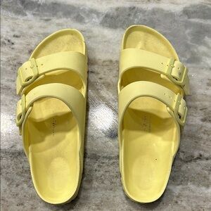 Birkenstock Yellow Sandals with Adjustable Straps and Contoured Footbed